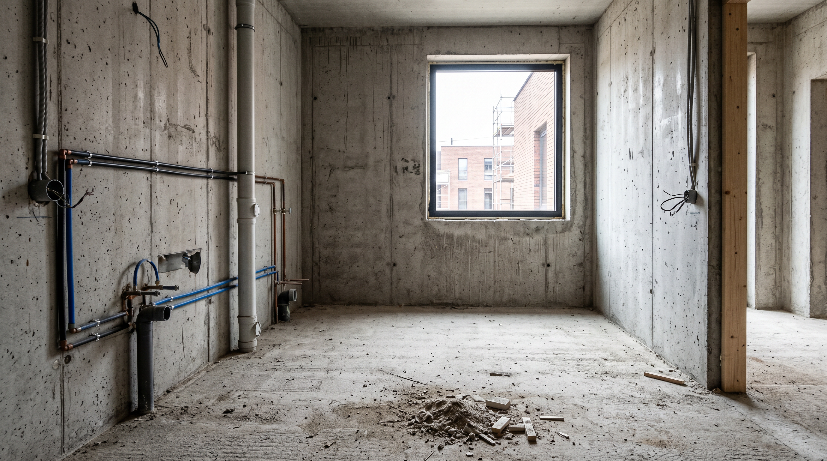 Bathroom before renovation - bare construction stage